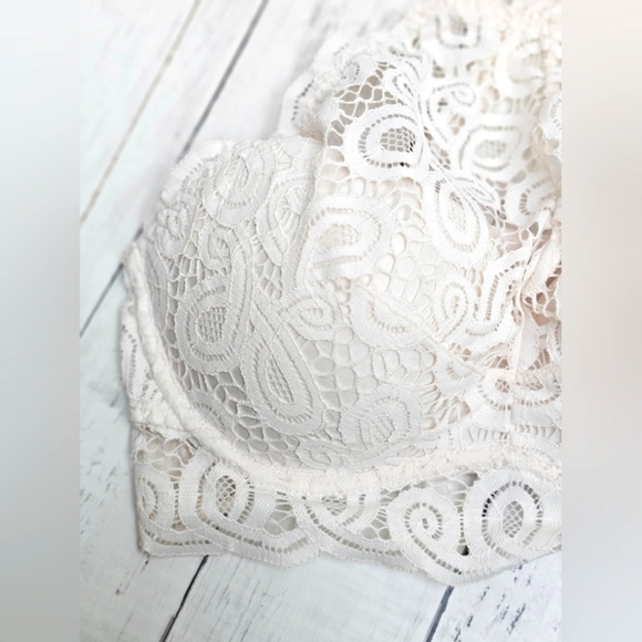 Victoria's Secret PINK Cream Floral Pattern Lace Push Up Halter Bra Bralette - Picture 5 of 9